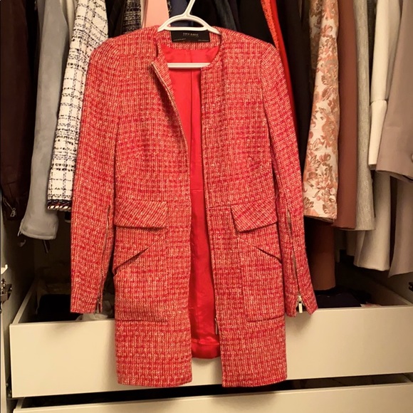 Pinkish-Red Zara jacket/blazer tweed - Picture 1 of 5